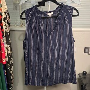 Time and Tru‎ Navy and White Striped Blouse